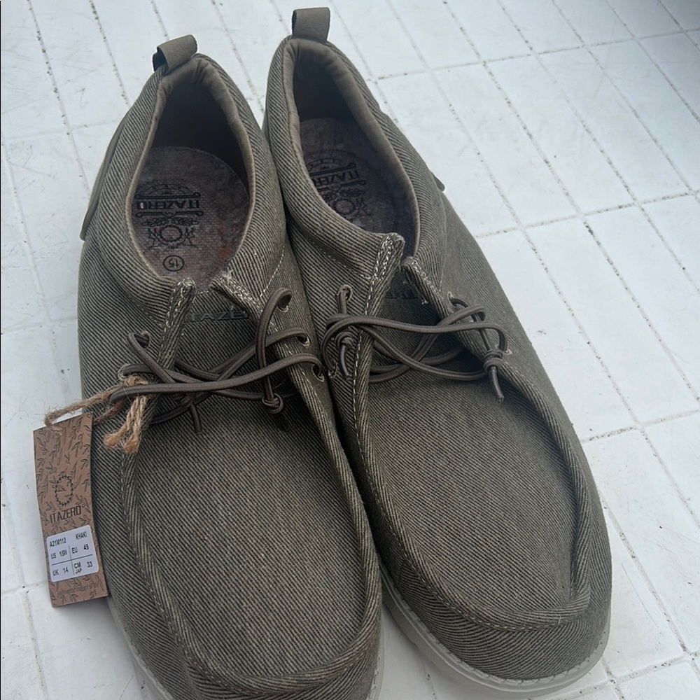 Itazero khaki green Loafers Slip-Ons with Suede Finish
